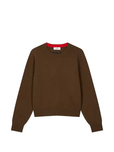 Tomboy Ribbed-trim Crew-neck Sweater In Brown