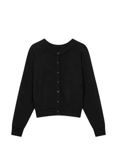 Tomboy Ribbed-trim Long-sleeve Cardigan In Black