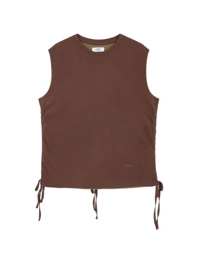 Tomboy Ruched Drawstring Top In Brown