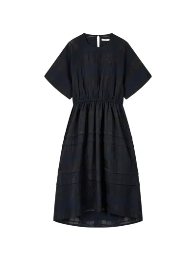 Tomboy Semi-sheer Tiered Dress In Blue