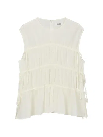 Tomboy Shirred Blouse In Orange