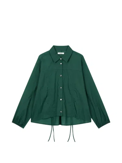 Tomboy Shirred Drawstring Shirt In Green