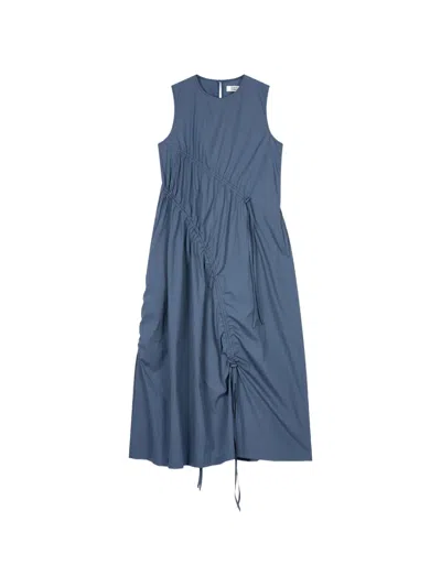 Tomboy Shirred Sleeveless Maxi Dress In Blue