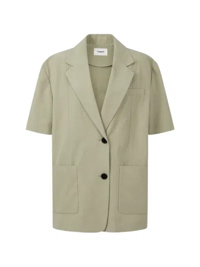 Tomboy Short-sleeve Notched-lapels Oversized Jacket In Green