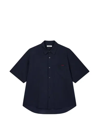 Tomboy Short-sleeve Seersucker Shirt In Blue