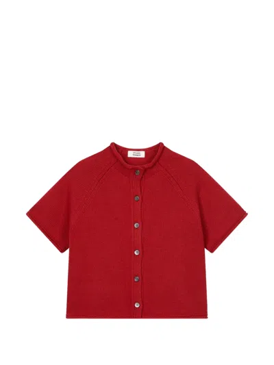 Tomboy Short-sleeved Cardigan In Red