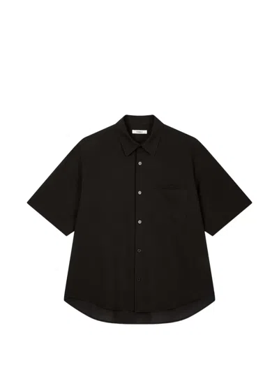 Tomboy Short-sleeved Chest-pocket Shirt In Black