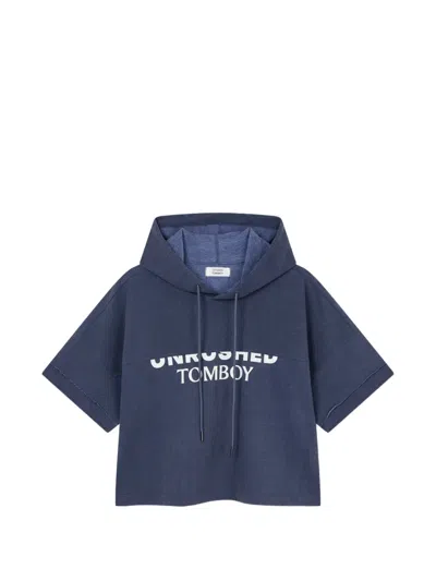 Tomboy Short-sleeved Hoodie In Blue