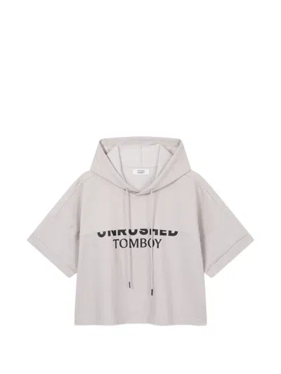 Tomboy Short-sleeved Hoodie In White