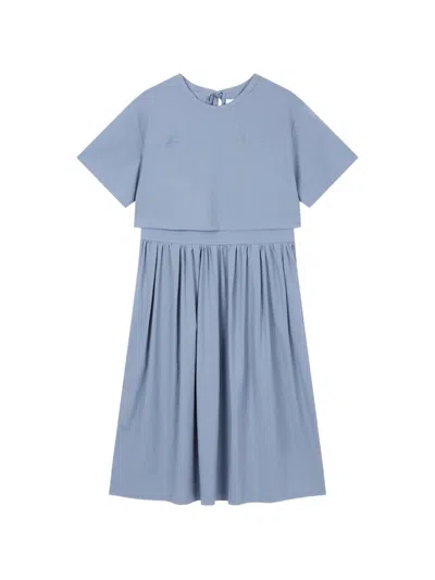 Tomboy Short-sleeved Layered Dress In Blue