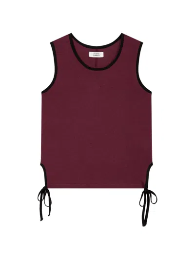 Tomboy Side-tie Layered Top In Red