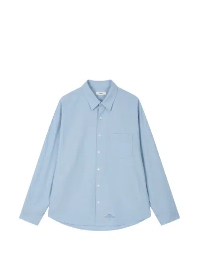 Tomboy Single-pocket Cotton Shirt In Blue