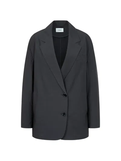 Tomboy Single-breasted Relaxed-fit Cotton Blazer In Blue