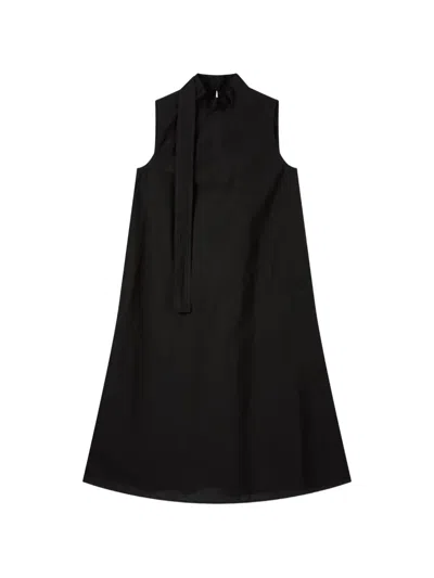 Tomboy Sleeveless A-line Cotton Dress In Black