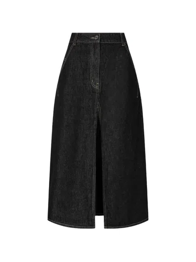 Tomboy Slit-detail Denim Skirt In Multi