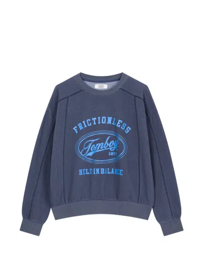 Tomboy Stitch-detail Logo-print Sweater In Blue