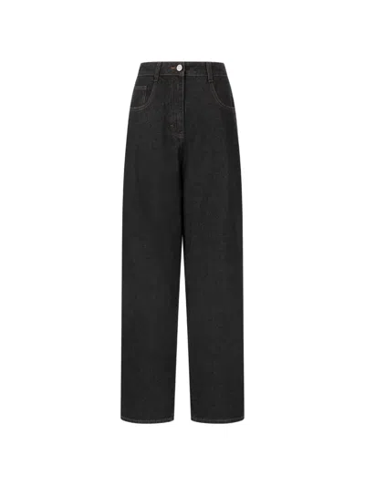 Tomboy Straight Denim Trousers In Black