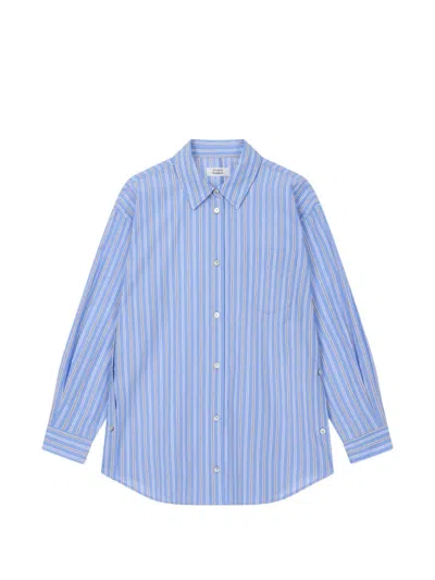 Tomboy Striped Button-down Cotton Shirt In Blue