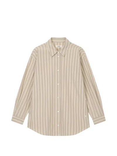 Tomboy Striped Button-down Cotton Shirt In Neutral