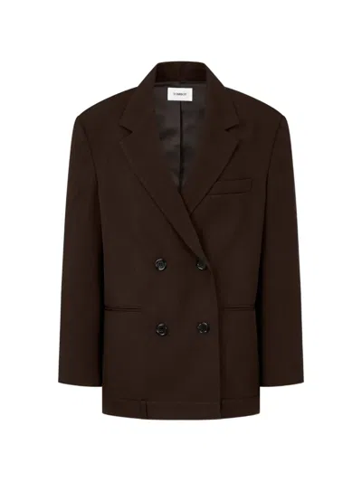 Tomboy Striped Double-breasted Blazer In Brown