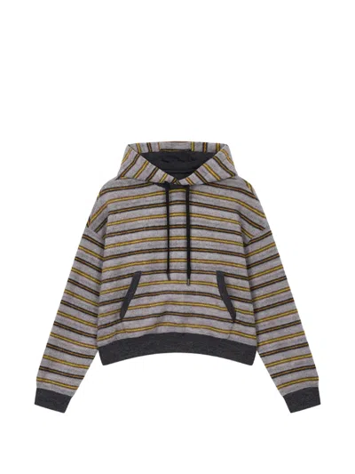 Tomboy Striped Drawstring Hoodie In Multi