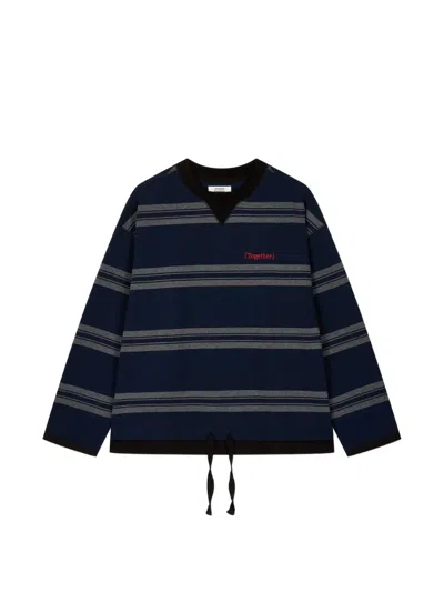 Tomboy Striped Drawstring-hem T-shirt In Black