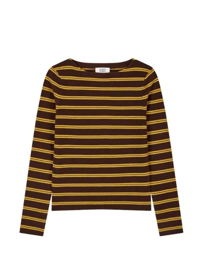 Tomboy Striped Knit Long-sleeve T-shirt In Multi
