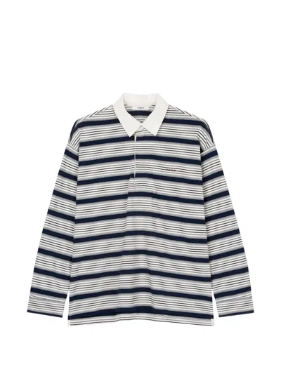 Tomboy Striped Long-sleeves Top In White