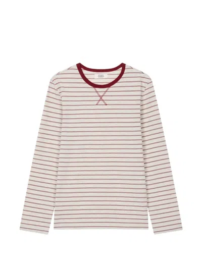 Tomboy Striped Long-sleeve Cotton T-shirt In Brown