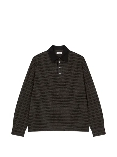 Tomboy Striped Long-sleeve Polo Shirt In Brown