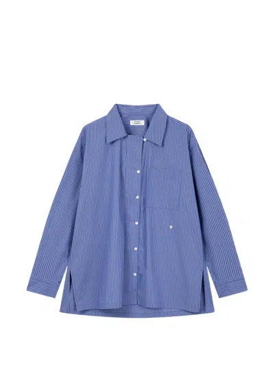 Tomboy Striped Oversized Shirt In Blue