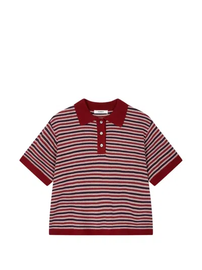 Tomboy Striped Short Sleeve Sweater In Red
