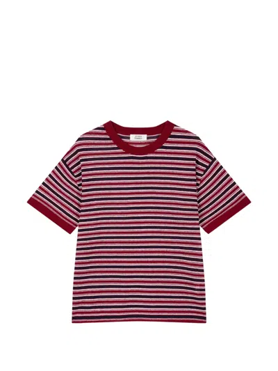 Tomboy Striped Short-sleeve Sweater In Red