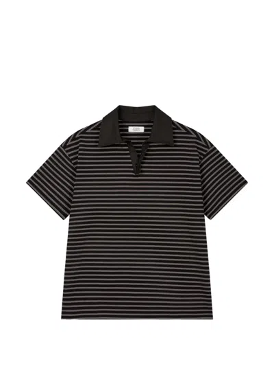 Tomboy Striped-pattern Polo Shirt In Black