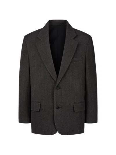 Tomboy Tailored Herringbone Blazer In Black