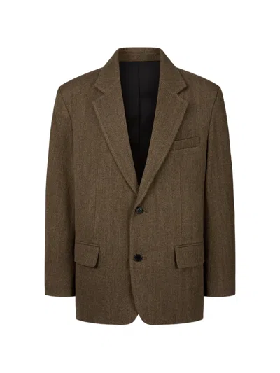 Tomboy Tailored Herringbone Jacket In Brown