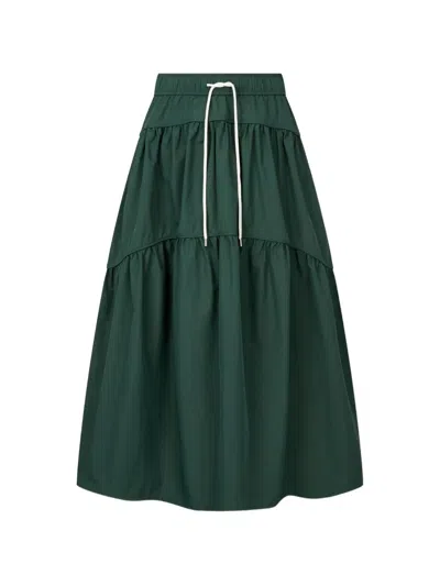Tomboy Tiered Drawstring-fastening A-line Skirt In Green
