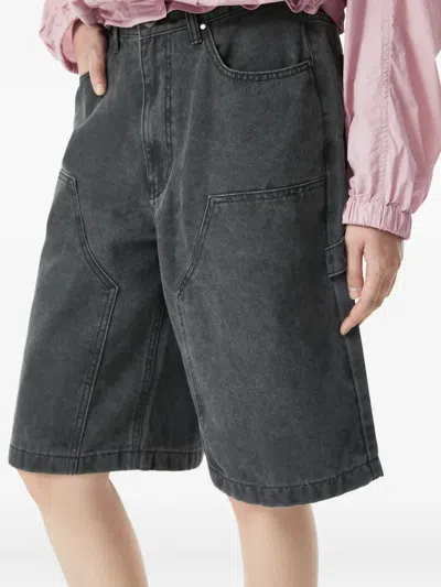 Tomboy Utility Pocket Denim Shorts In Gray