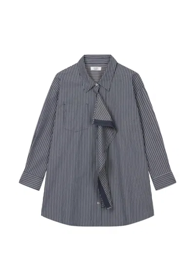 Tomboy Vertical-stripe Draped Shirt In Blue