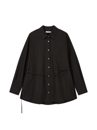 Tomboy Waist-tie Shirt In Black