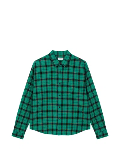 Tomboy Washed Check-pattern Shirt In Green