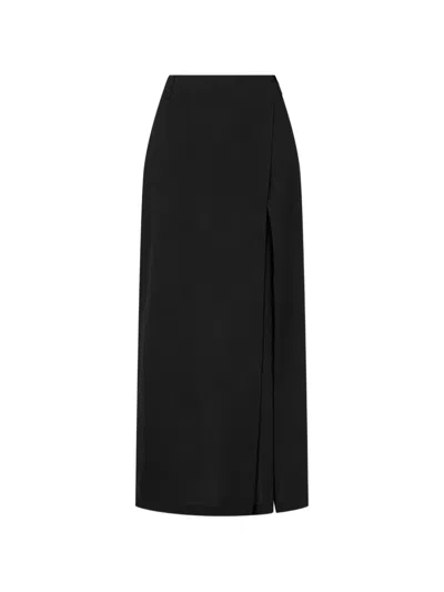 Tomboy Wrap-front Slit Maxi Skirt In Black