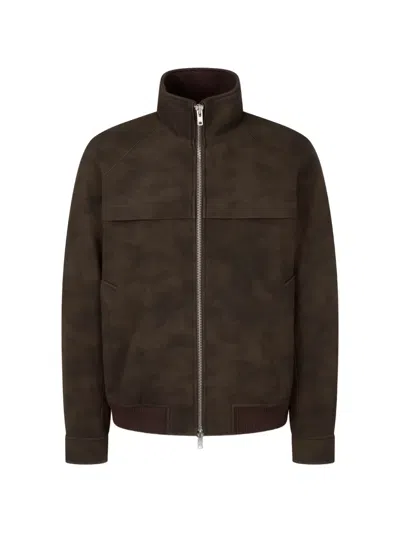 Tomboy Zip-up Suede-effect Jacket In Brown