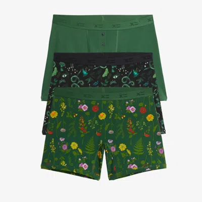 Tomboyx 6" Boxer Briefs 3-pack In Fern And Floral Mp