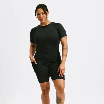 Tomboyx 6-inch Short Sleeve Swim Unisuit In Black