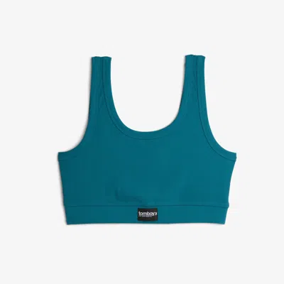 Tomboyx Bamboo Rib Essentials Soft Bra In Blue