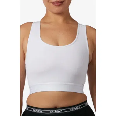 Tomboyx Compression Plus Racerback Crop Top In White