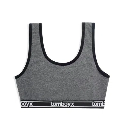 Tomboyx Essentials Soft Bra In Charcoal Logo