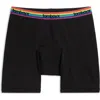 Tomboyx First Line Stretch Cotton Period 9-inch Boxer Briefs In Black Rainbow Logo