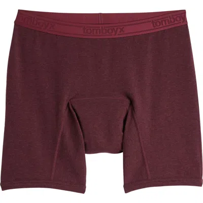Tomboyx First Line Stretch Cotton Period 9-inch Boxer Briefs In Burgundy